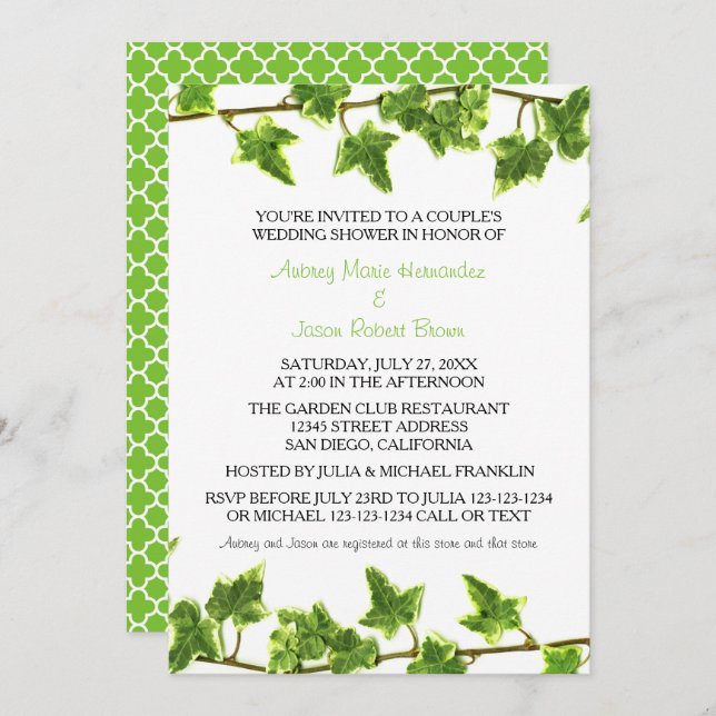 Green Ivy - Couple's Wedding Shower Invitation (Front/Back)