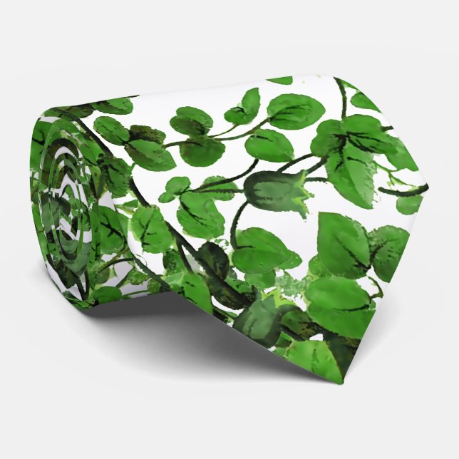 Green Ivy Floral Tie (Rolled)