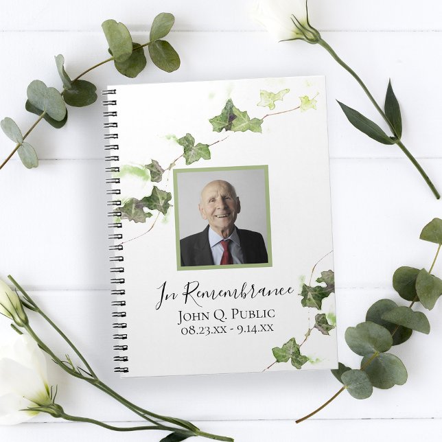 Green Ivy Watercolor Funeral Memorial Guest Book (Creator Uploaded)