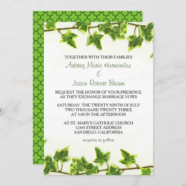 Green Ivy - Wedding Invitation (Front/Back)