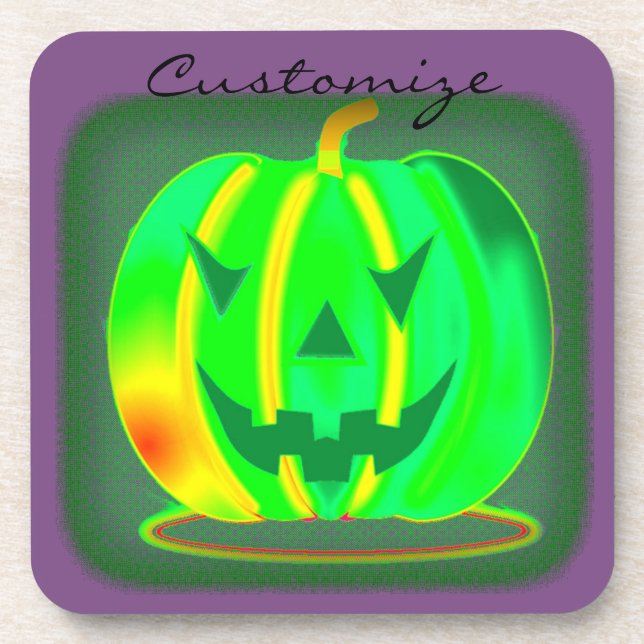 Green Jack o'lantern Halloween Thunder_Cove Coaster (Front)