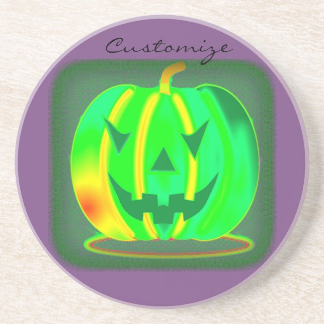 Green Jack o'lantern Halloween Thunder_Cove Coaster (Front)