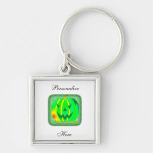 Green Jack o'lantern Halloween Thunder_Cove Key Ring