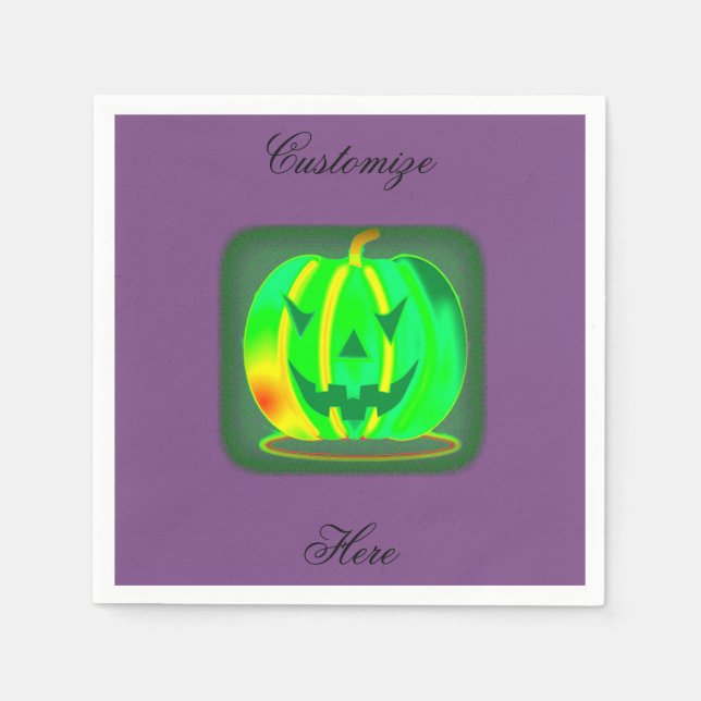 Green Jack o'lantern Halloween Thunder_Cove Napkin (Front)