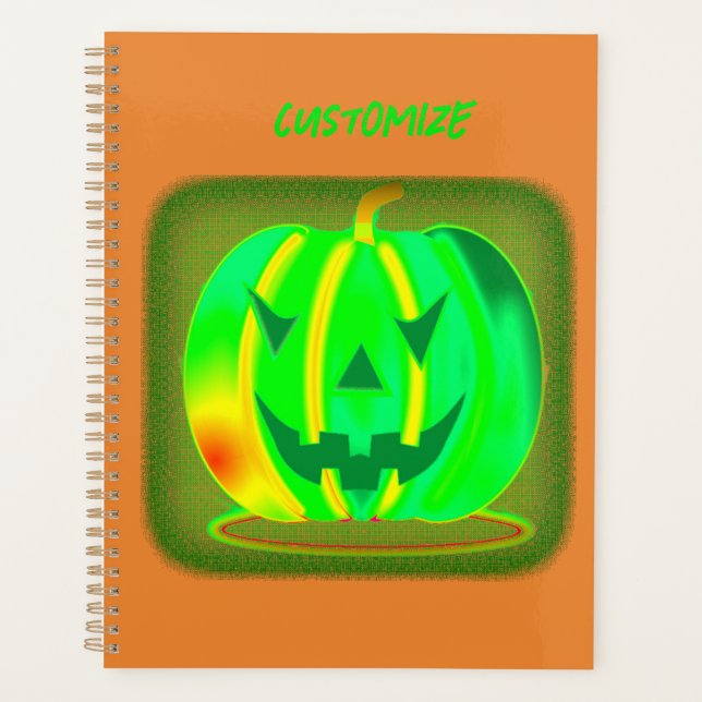 Green Jack o'lantern Halloween Thunder_Cove Planner (Front)
