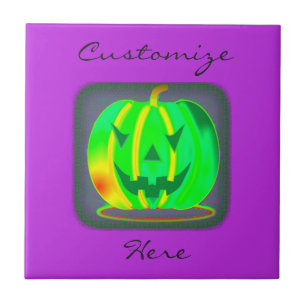 Green Jack o'lantern Halloween Thunder_Cove Tile
