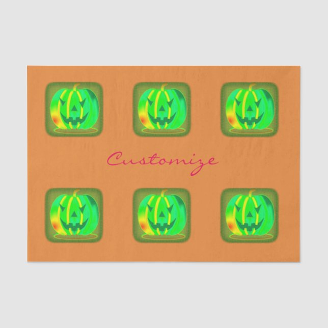 Green Jack o'lantern Halloween Thunder_Cove Tissue Paper (Front)