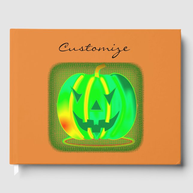 Green Jack O'Lantern Thunder_Cove  Halloween Guest Book (Front)