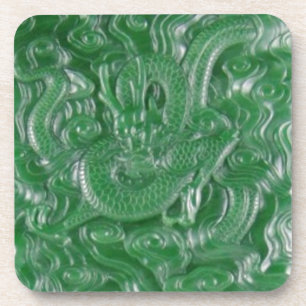 green jade chinese dragon sculpture coaster