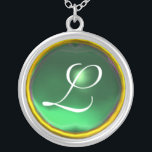 Green Jade Gem  Monogram Silver Plated Necklace<br><div class="desc">Elegant and unique design  with gemstone. Very accurated nurbs modelling and rendering in 3D Studio Max by Bulgan Lumini .Part from series Hyper Talismans.</div>
