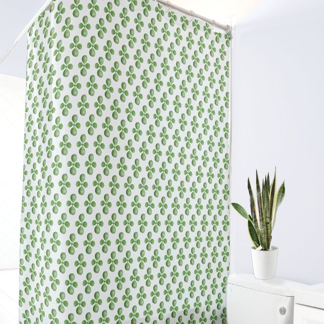 Green Jade Tree Leaves on White Shower Curtain (Creator Uploaded)