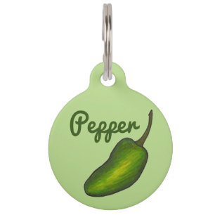 Green Jalapeño Hot Pepper Personalised My Name Is Pet Tag