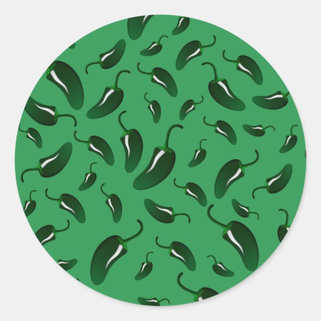 Green jalapeno peppers pattern classic round sticker (Front)