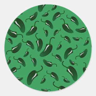 Green jalapeno peppers pattern classic round sticker