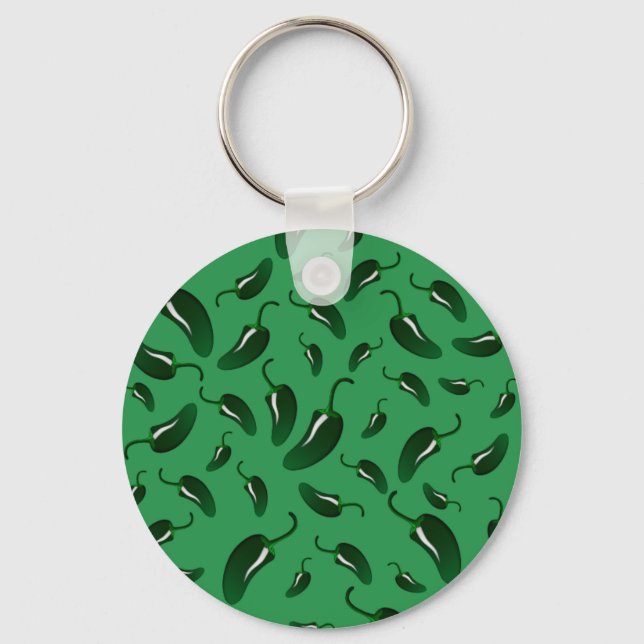 Green jalapeno peppers pattern key ring (Front)