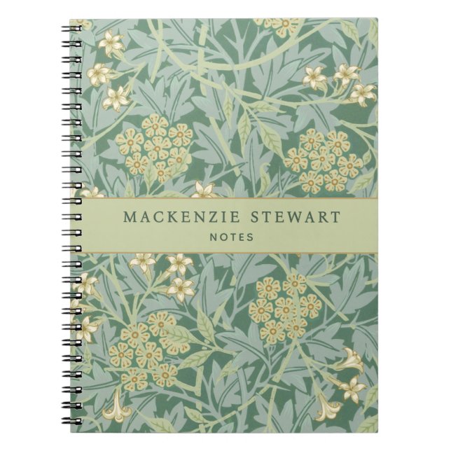 Green Jasmine Botanical Pattern Notebook (Front)