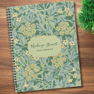 Green Jasmine Botanical Pattern Sketchbook Notebook