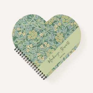 Green Jasmine Floral Pattern Name Notebook