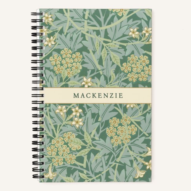 Green Jasmine Floral Pattern Notebook (Front)