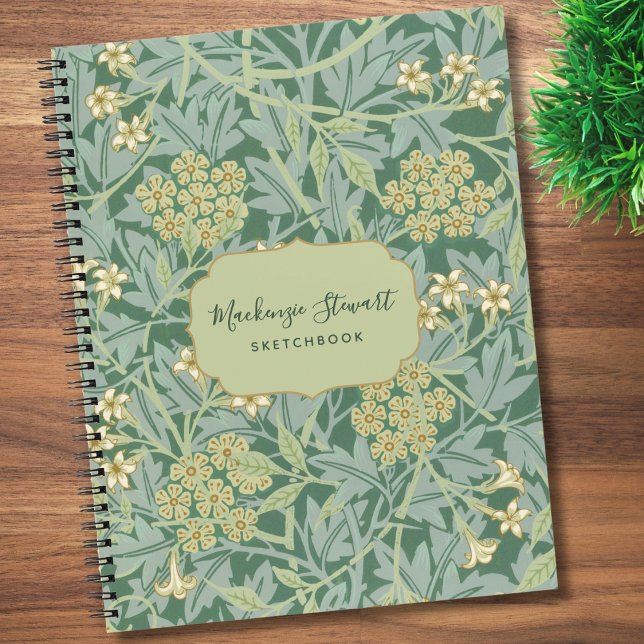 Green Jasmine Floral Pattern Sketchbook Notebook (Creator Uploaded)