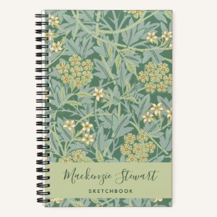 Green Jasmine Floral Pattern Sketchbook Notebook