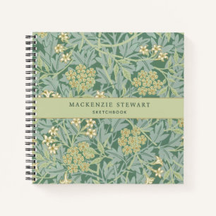 Green Jasmine Floral Pattern Sketchbook Notebook
