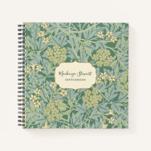 Green Jasmine Floral Pattern Sketchbook Notebook