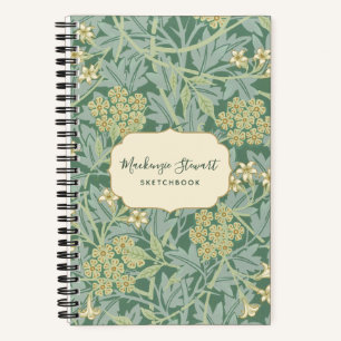 Green Jasmine Floral Pattern Sketchbook Notebook