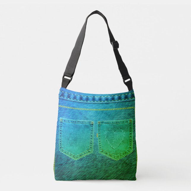 Green Jeans Look Crossbody Bag (Front)