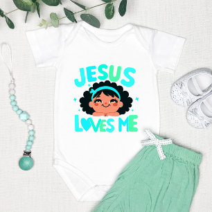 Green "Jesus Loves Me" Design Baby Bodysuit