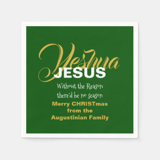 Green JESUS REASON SEASON Christmas Paper Napkin
