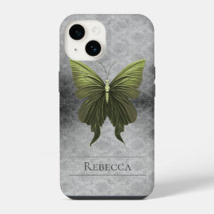Green Jewelled Butterfly Damask iPhone 14 Case