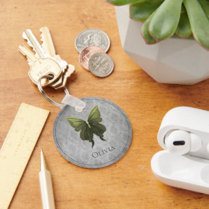 Green Jewelled Butterfly Key Ring