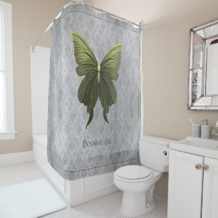 Green Jewelled Butterfly Shower Curtain