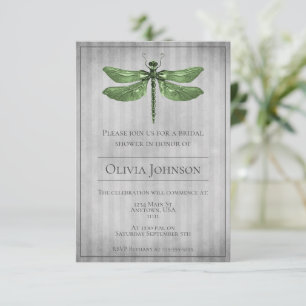 Green Jewelled Dragonfly Bridal Shower Invitation