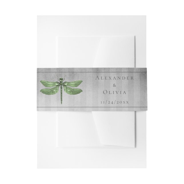 Green Jewelled Dragonfly Invitation Belly Band (Front Example)