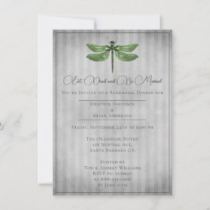 Green Jewelled Dragonfly Rehearsal Dinner Invitation