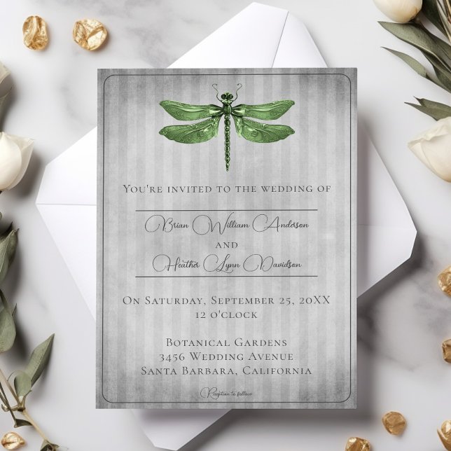 Green Jewelled Dragonfly Wedding Invitation (Green Jeweled Dragonfly Wedding Invitation)