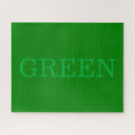 green jigsaw puzzle<br><div class="desc">Green is the colour between blue and yellow on the visible spectrum. It is evoked by light which has a dominant wavelength of roughly 495–570 nm. In subtractive colour systems, used in painting and colour printing, it is created by a combination of yellow and blue, or yellow and cyan; in...</div>