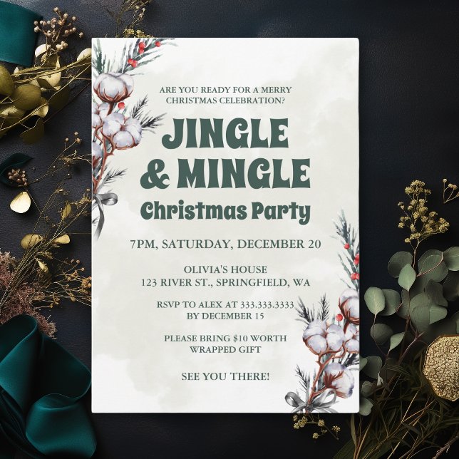 Green Jingle & Mingle Fun Friends Christmas Party Invitation (Creator Uploaded)