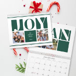 Green Joy Family Photo Collage Christmas Calendar<br><div class="desc">A bold design to start the year! Our modern custom calendar features a fun vibrant colour block design in green with space for your own photos and family name. Simply click on "Personalise this template" to start customising this unique product! Spread holiday joy to your loved ones with this special...</div>