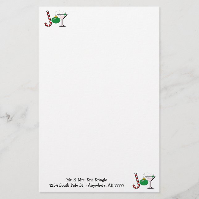 Green Joy Of Christmas Stationery (Front)