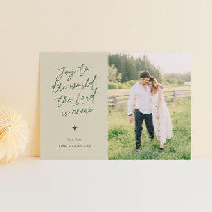 Green Joy to the World Handwriting Christmas Holiday Card
