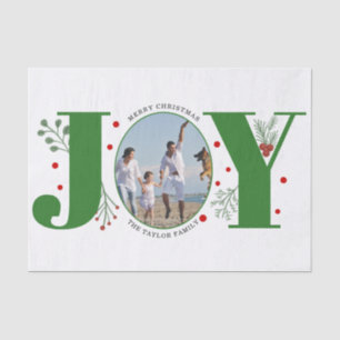 Green Joy with berries Christmas photo Tissue Paper
