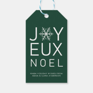 Green Joyeux Noel Minimalist Holiday Gift Tags