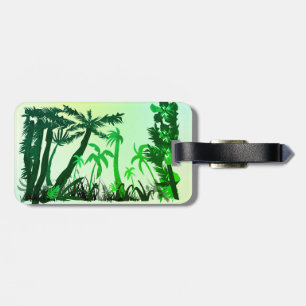 Green jungle foliage luggage tag