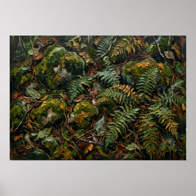 Green Jungle Foliage Wall Art Poster (Front)