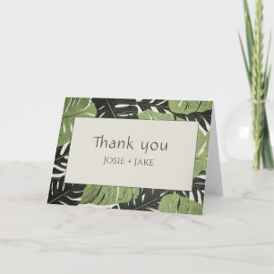 Green jungle leaves, bold wedding thank you