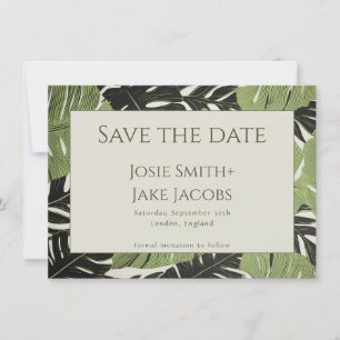 Green Jungle Leaves Save the Date Card