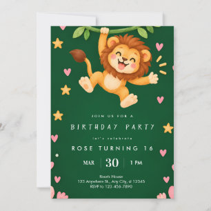 Green Jungle Safari Party Invite
